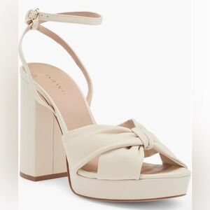 LK Bennett Cream Leather Amanda Block Heel Platform Sandals High Heels Pumps